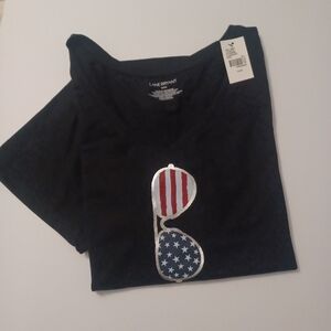 Lane Bryant Black Tee 4th Of July Sunglasses Print Sz 14 16